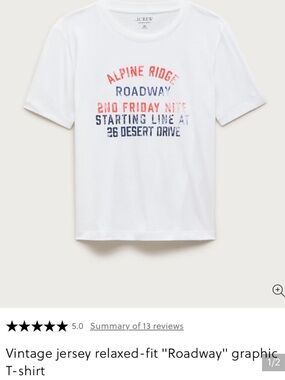 J. Crew vintage jersey relaxed fit “roadway”Graphic t-shirt